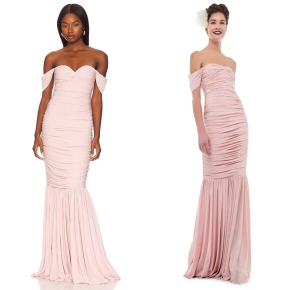 NWT NORMA KAMALI Walter Fishtail Floor-length Gown In Blush Size L $355